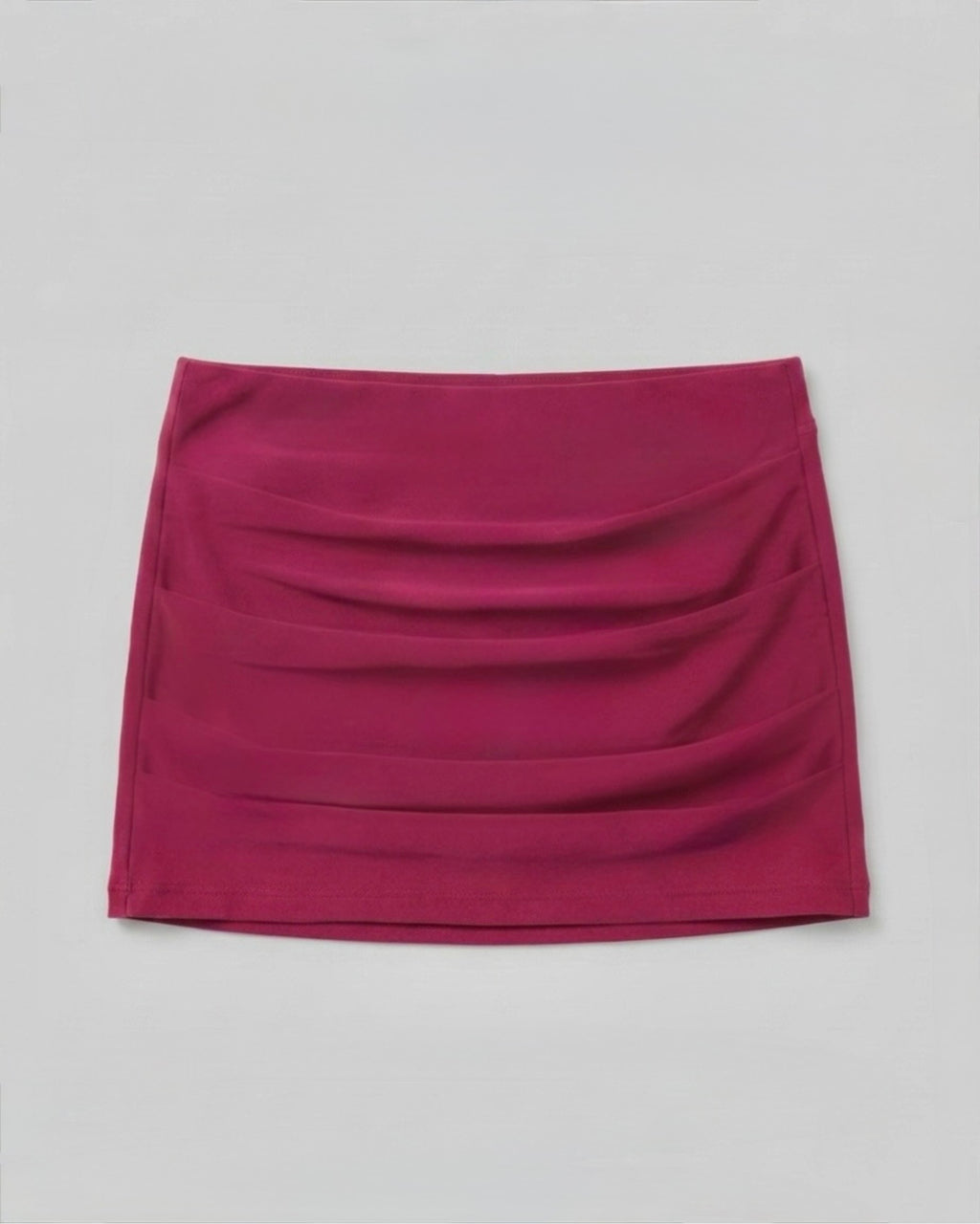 Handmade luxury draped mini skirt in raspberry