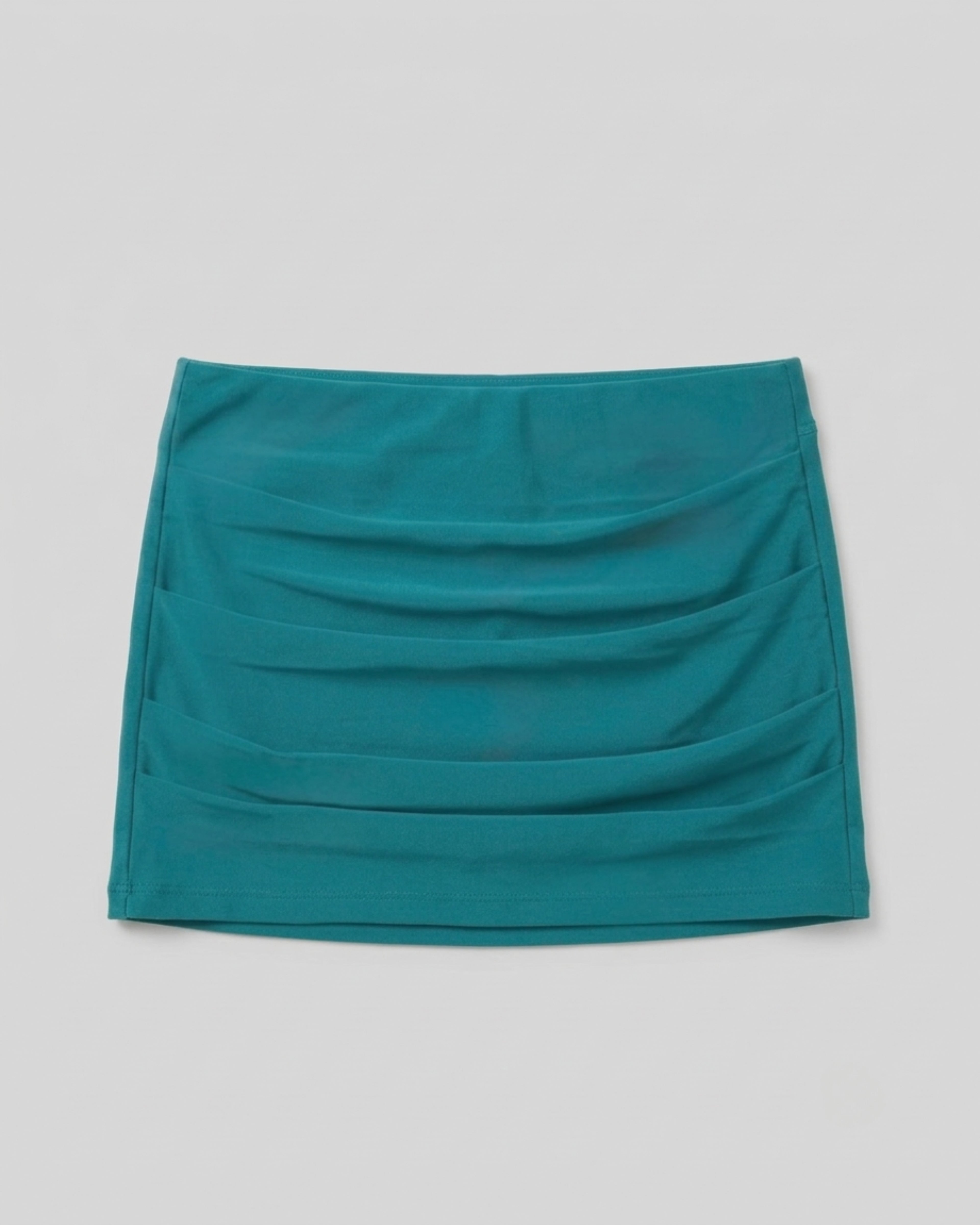 Handmade luxury draped mini skirt in teal