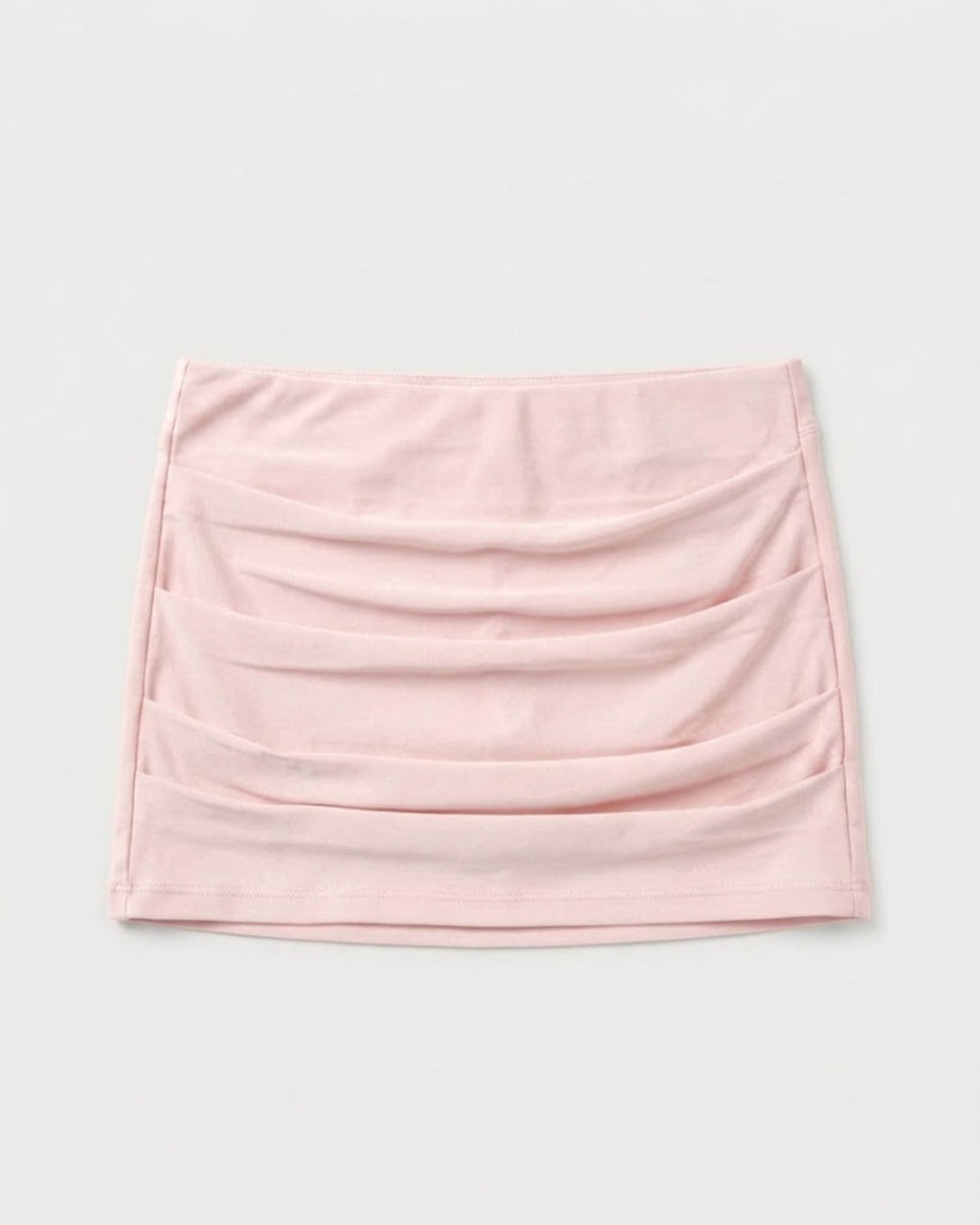 Handmade luxury draped mini skirt in pale pink