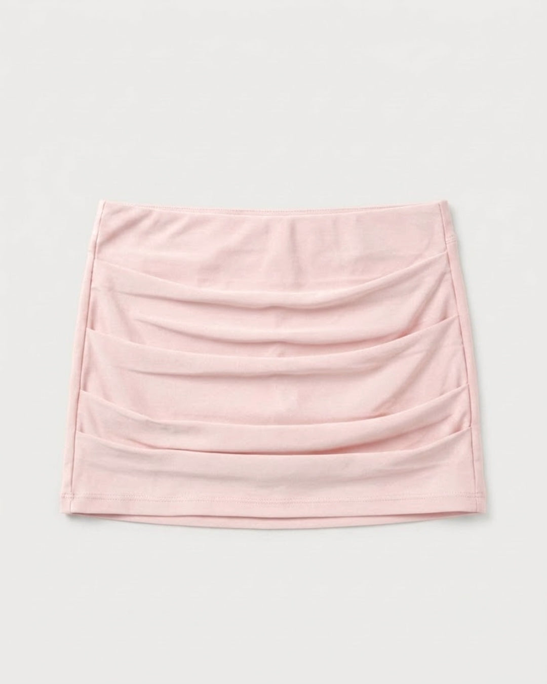 Handmade luxury draped mini skirt in pale pink